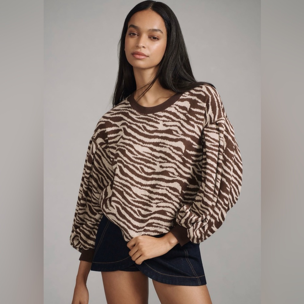 NEW Anthropologie Animal Print Sweatshirt Size Large